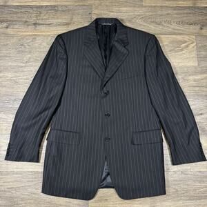 Canali Blazer Men's 50R (US 40R) Black Pinstripe Italy 100% Wool